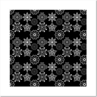 Black and White Flower Pattern Posters and Art